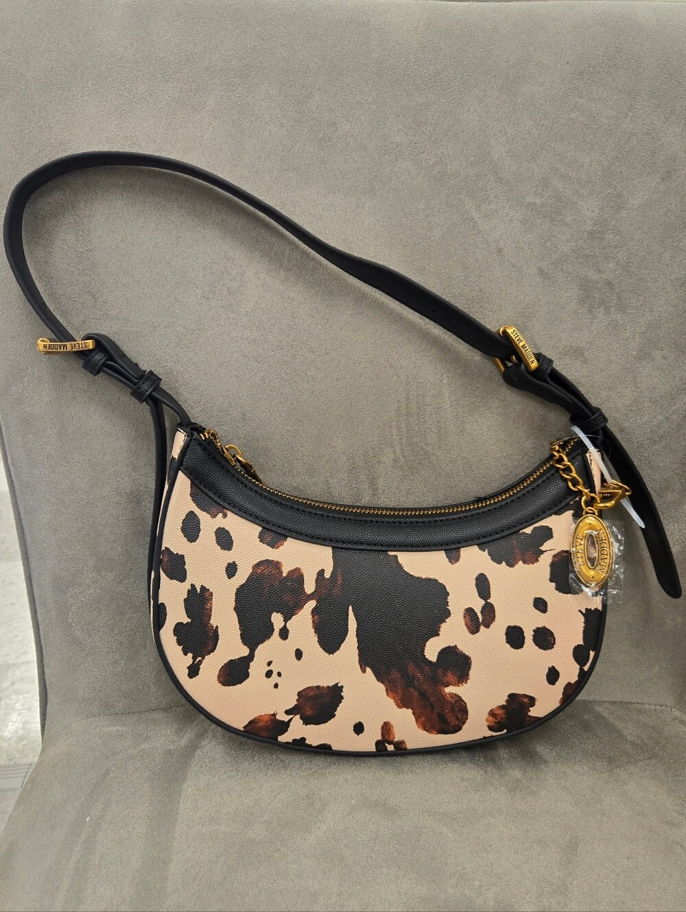 Steve Madden Cow Print Crescent Handbag